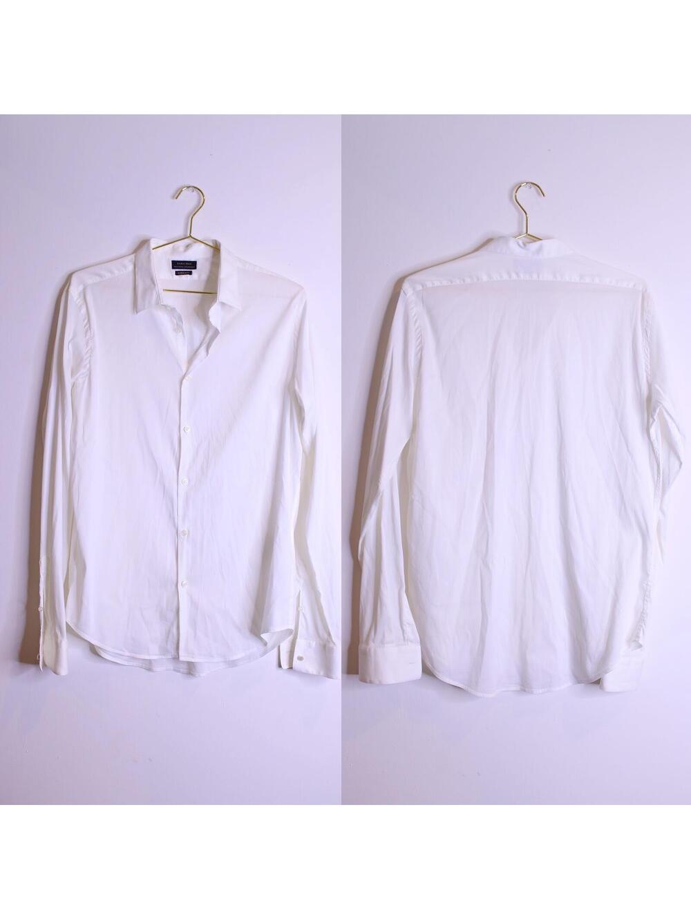Zara Man White Super Slim Fit Button Down Dress Shirt - XL